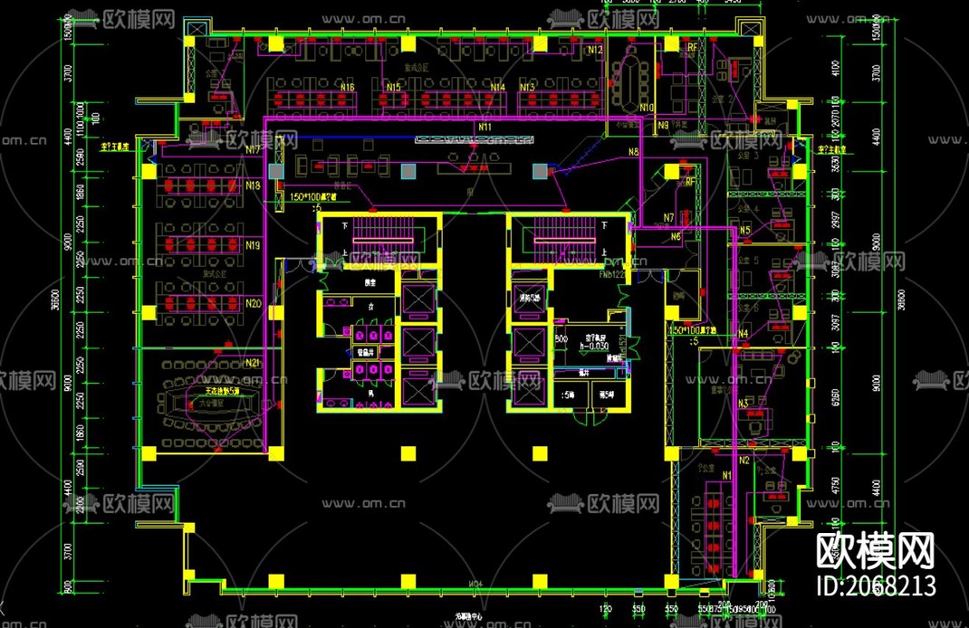 办公室cad施工图-免费3dmax模型库-欧模网