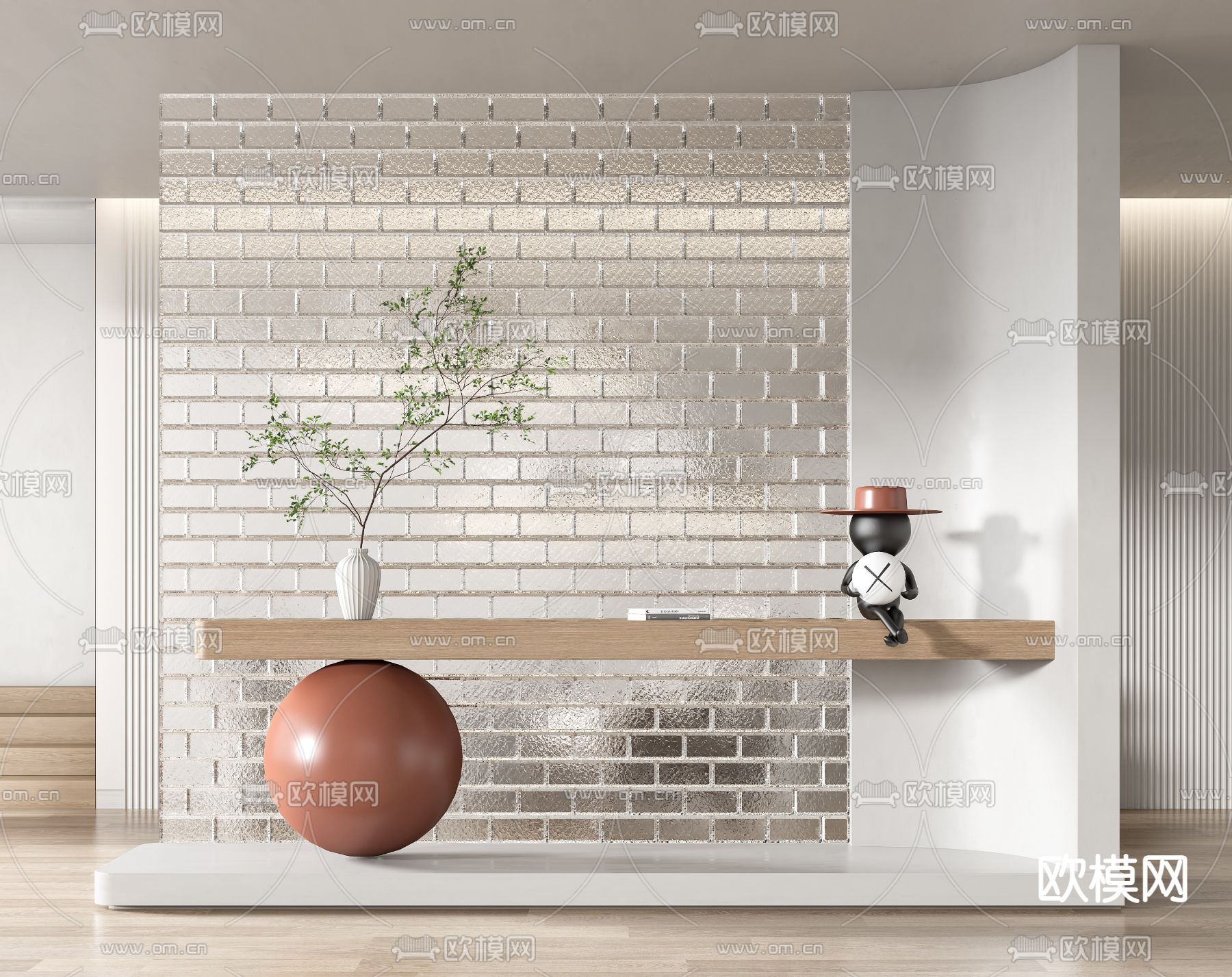 侘寂玄关隔断3d模型下载