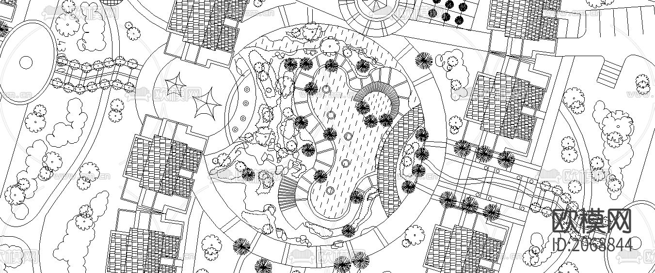 建筑规划平面图cad图库下载（渲染图2）