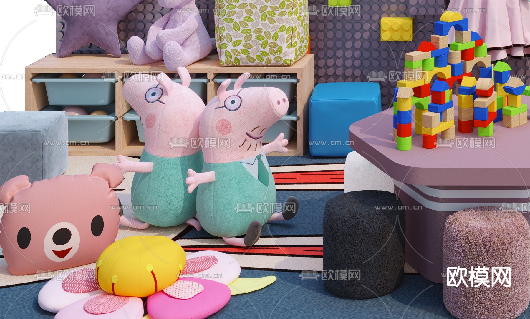 现代儿童毛绒玩具3d模型下载（渲染图3）