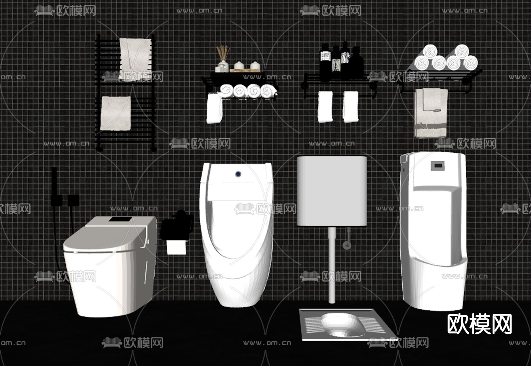 现代小便斗su模型下载（渲染图2）