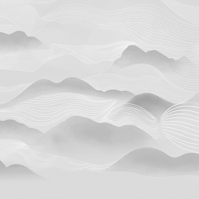  中式山水云海线条壁画壁纸 