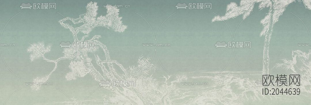 中式松树壁画壁纸