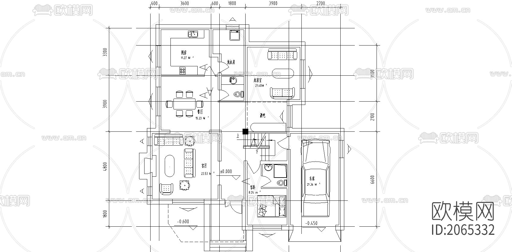 独栋别墅cad图纸下载（渲染图4）