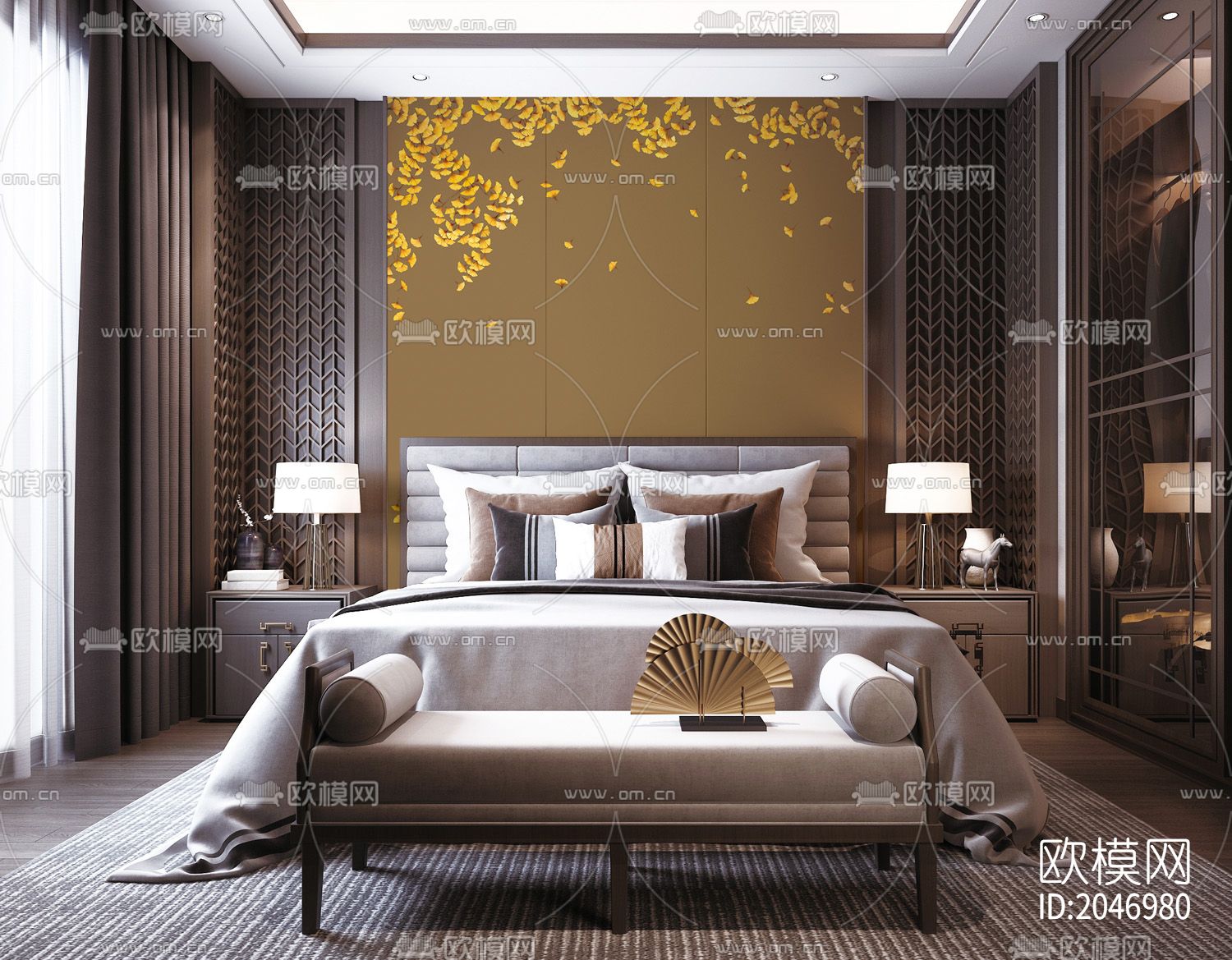 银杏壁画壁纸下载（渲染图2）