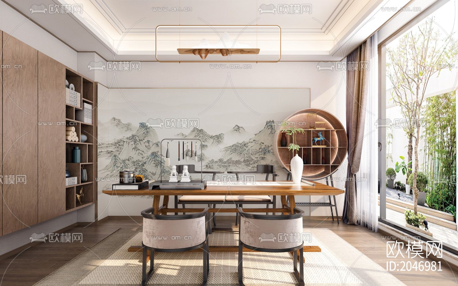 山水金山壁画壁纸下载（渲染图5）