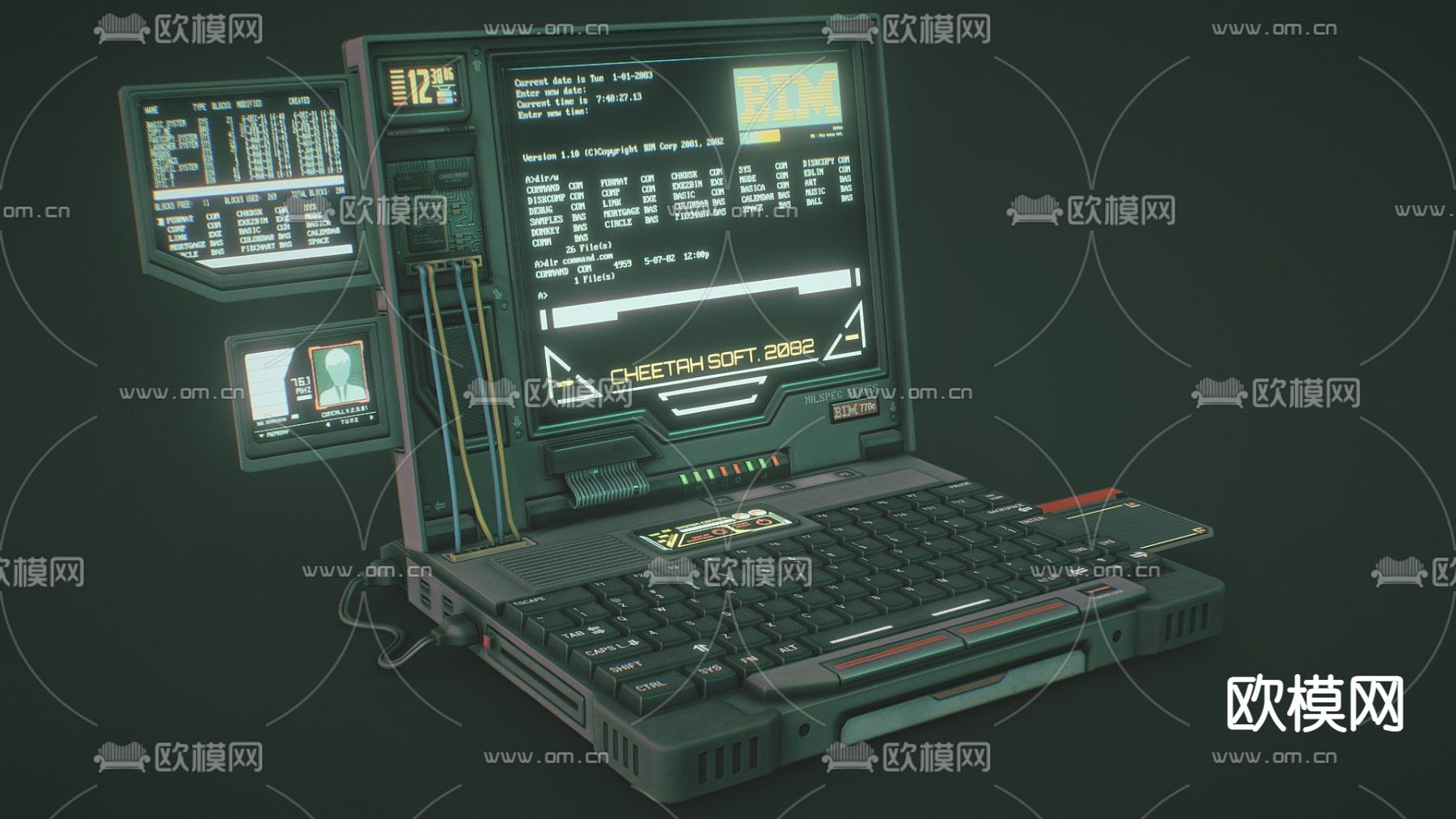 工业风笔记本电脑免费3d模型下载