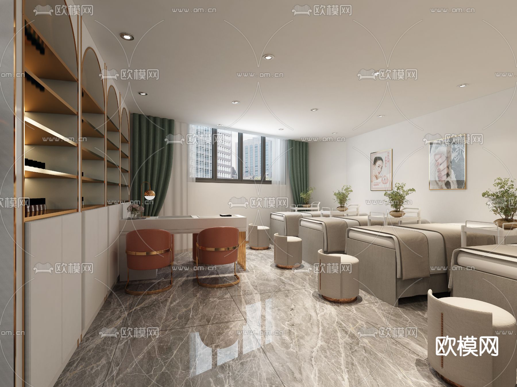 现代美容院免费3d模型下载（渲染图2）