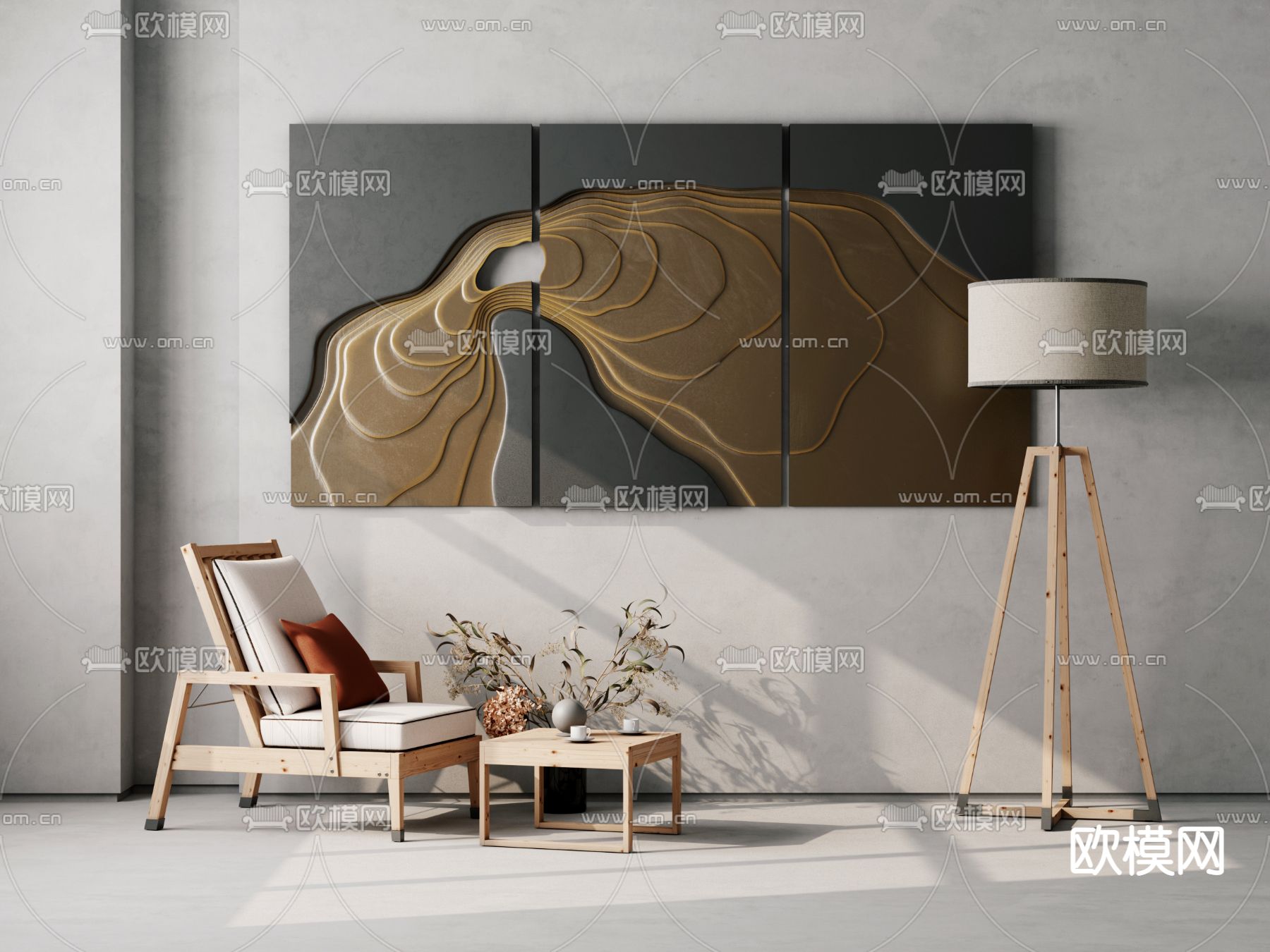 现代抽象装饰挂画3d模型