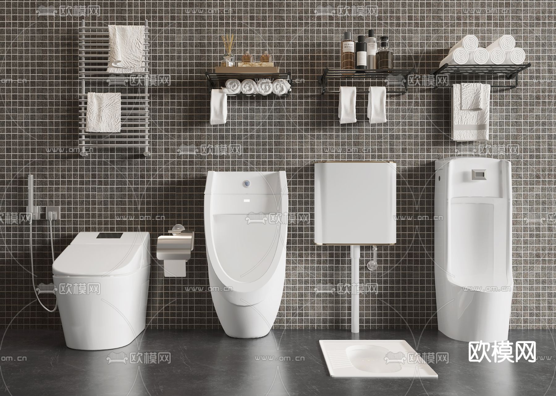 现代小便斗su模型下载（渲染图1）