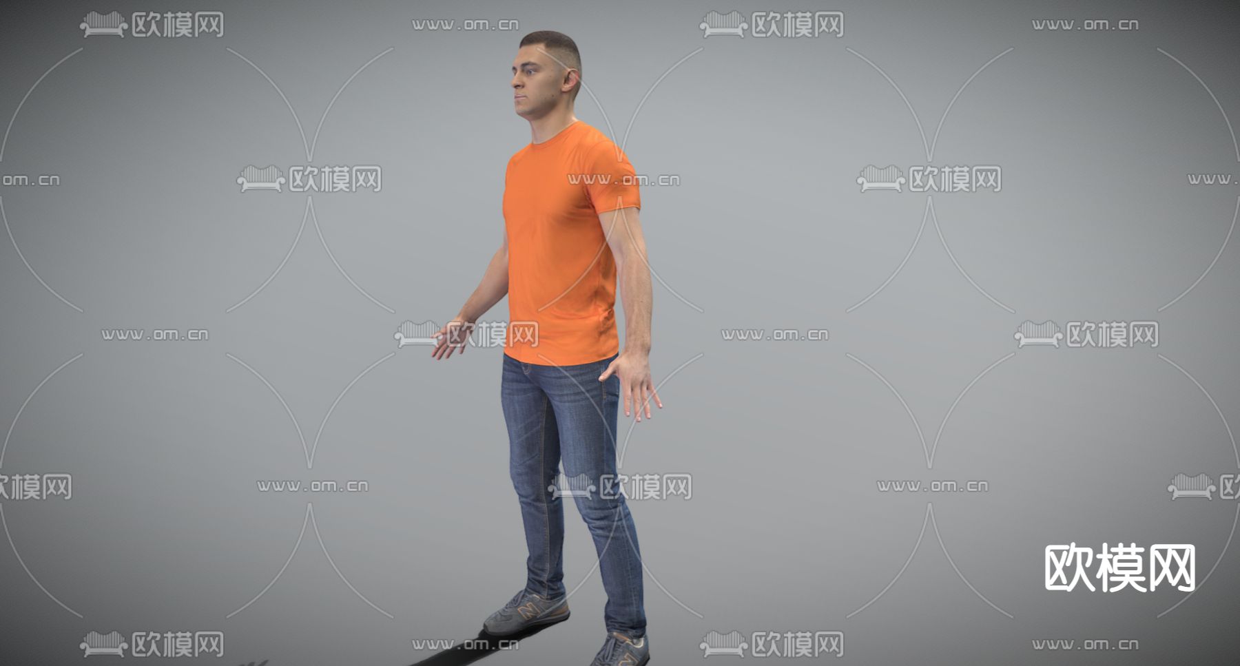 现代站姿男人免费3d模型下载（渲染图2）
