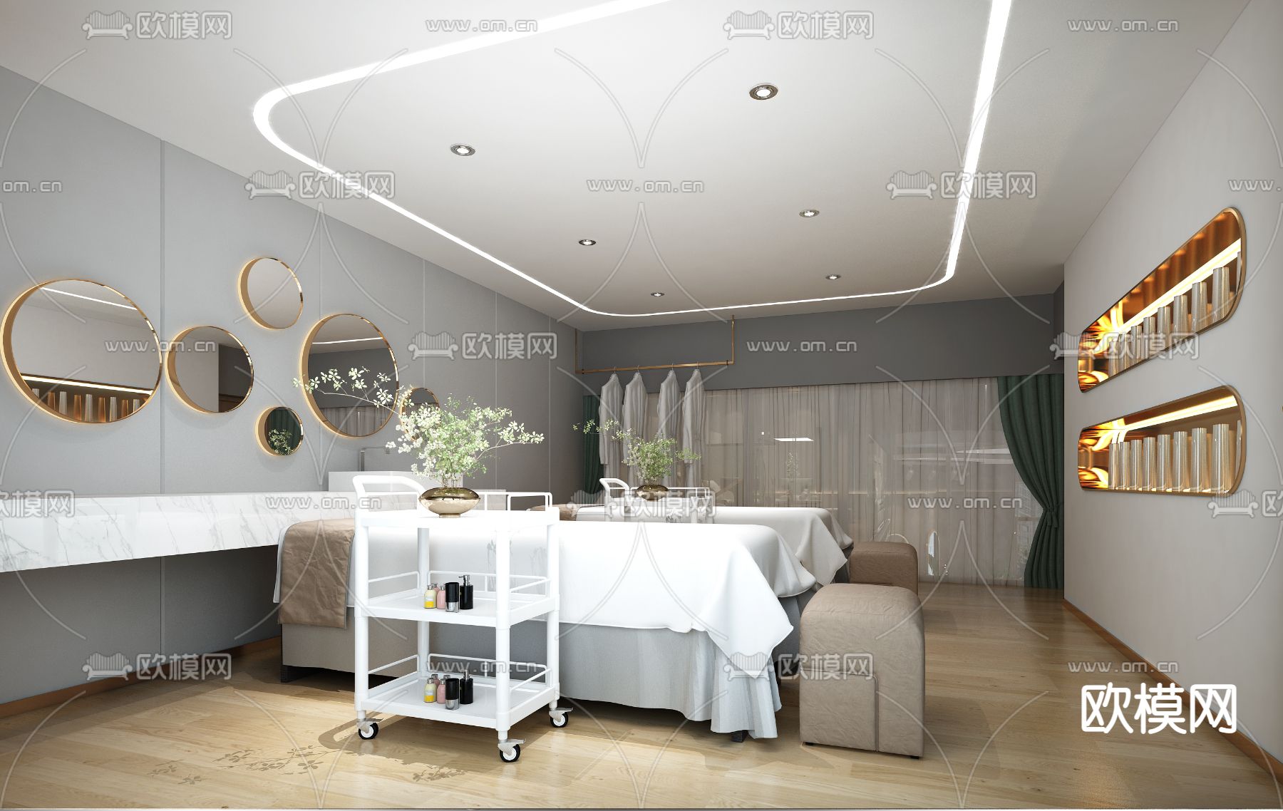 现代美容院免费3d模型下载（渲染图1）