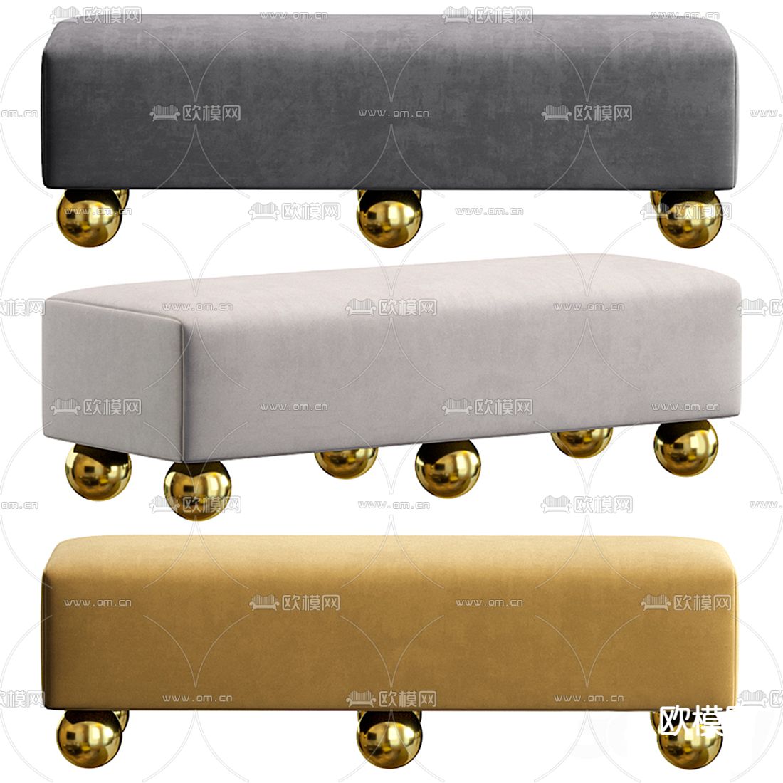 现代沙发凳3d模型下载（渲染图1）