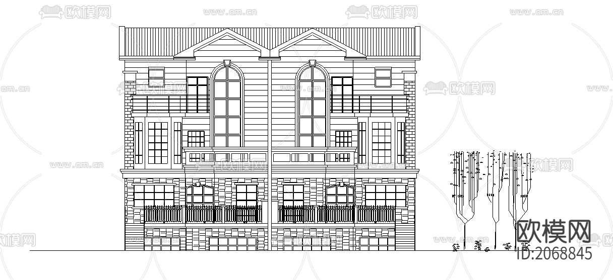 别墅cad平面布置图下载（渲染图3）