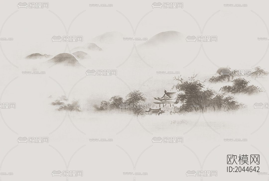 水墨山水抽象壁画壁纸