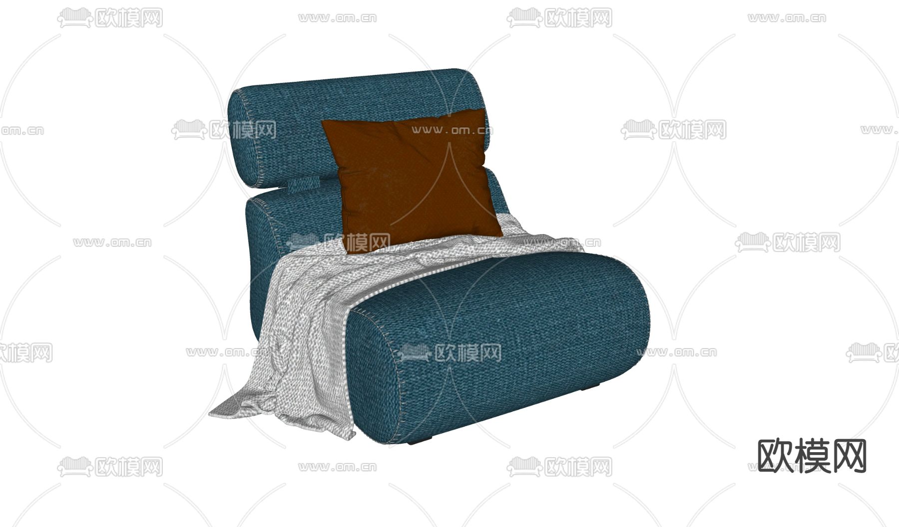 现代布艺休闲沙发su模型下载（渲染图2）