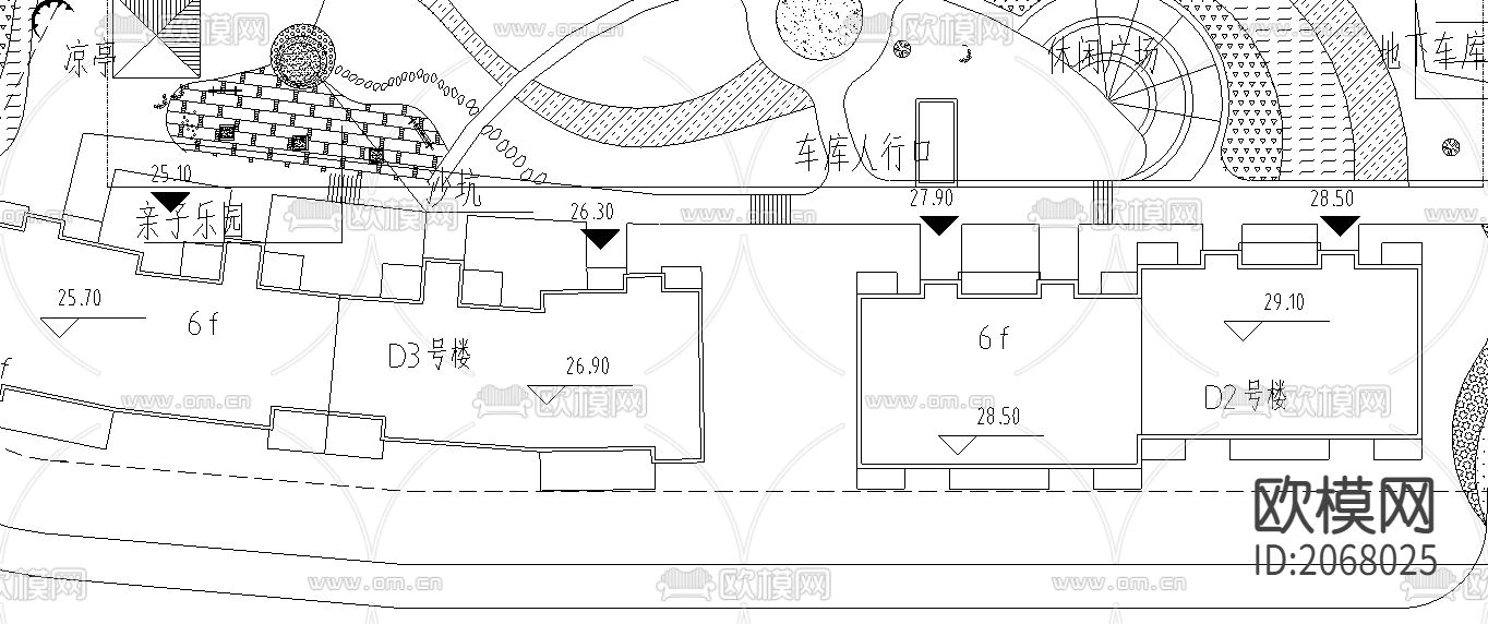 小区平面规划cad图库下载（渲染图2）