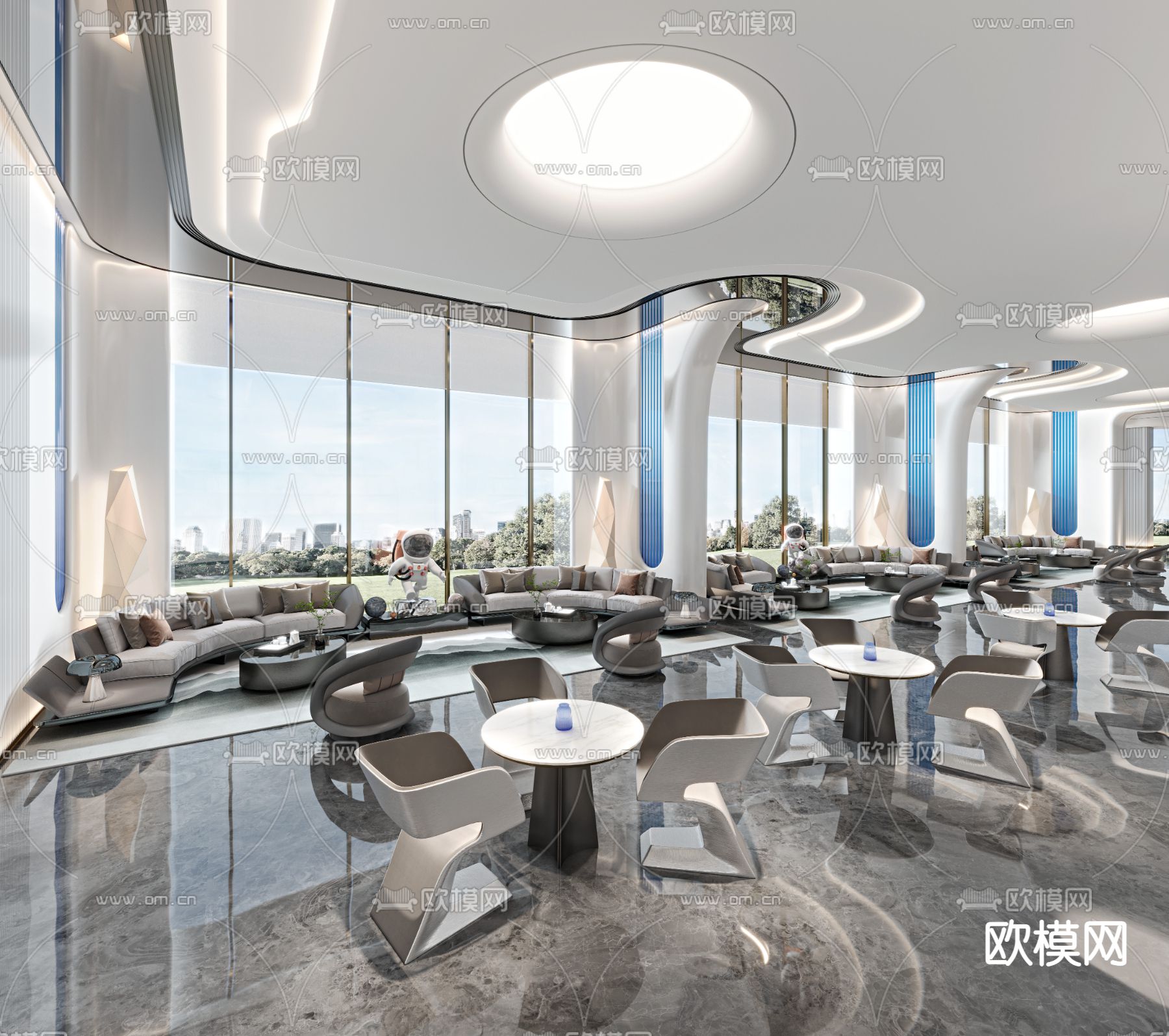 现代售楼处洽谈区3d模型下载（渲染图2）