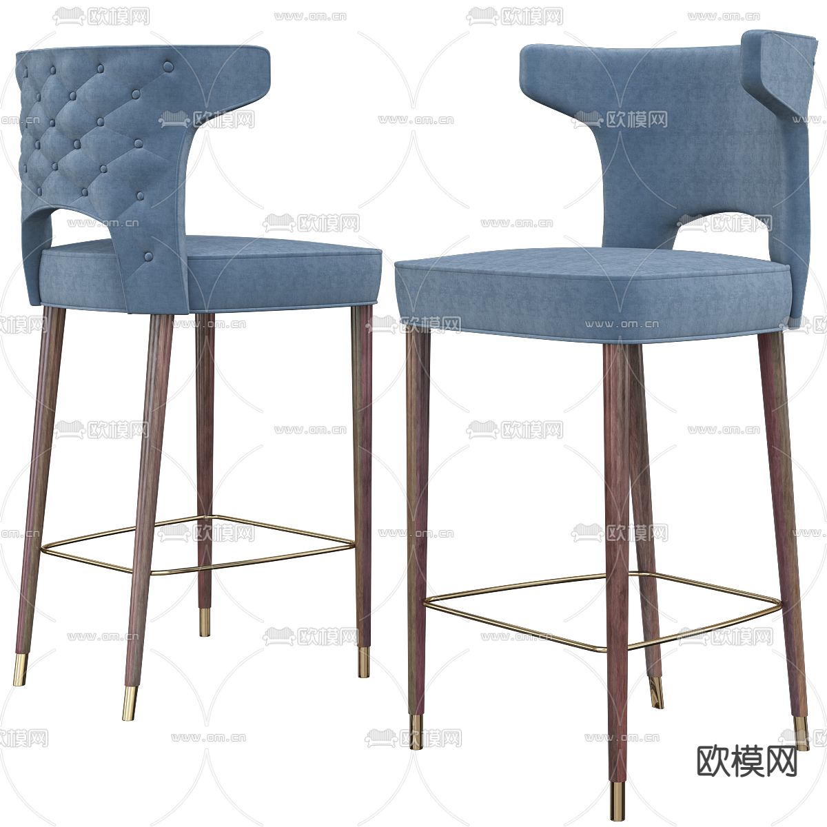 简欧布艺吧台椅3d模型下载