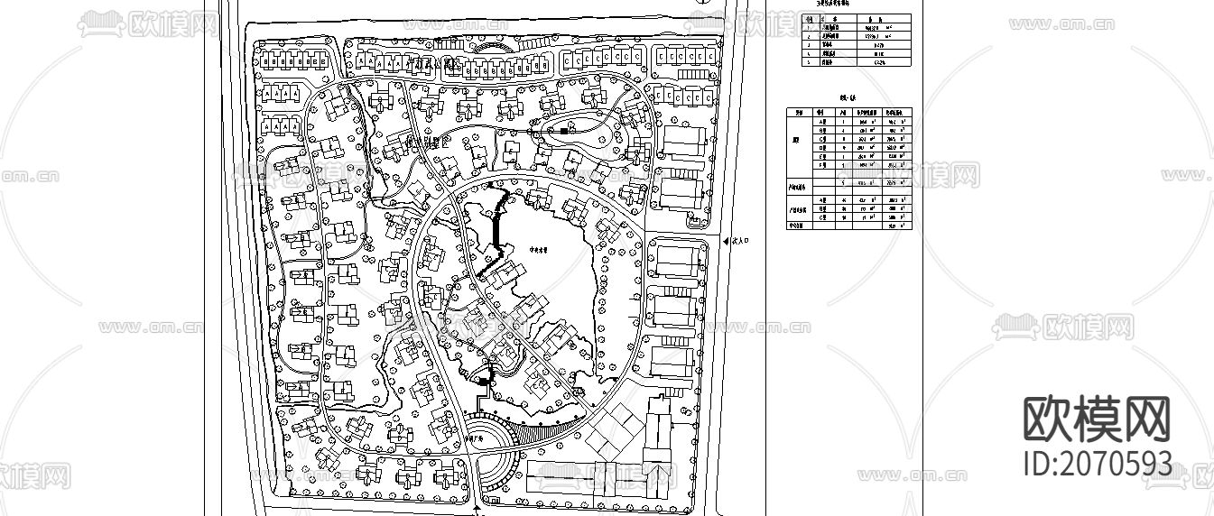 别墅小区总体规划cad图库下载（渲染图1）