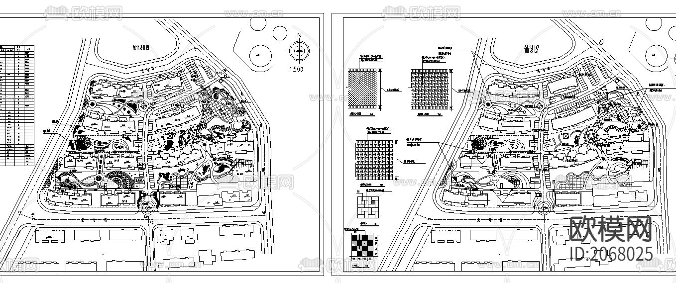 小区平面规划cad图库下载（渲染图1）