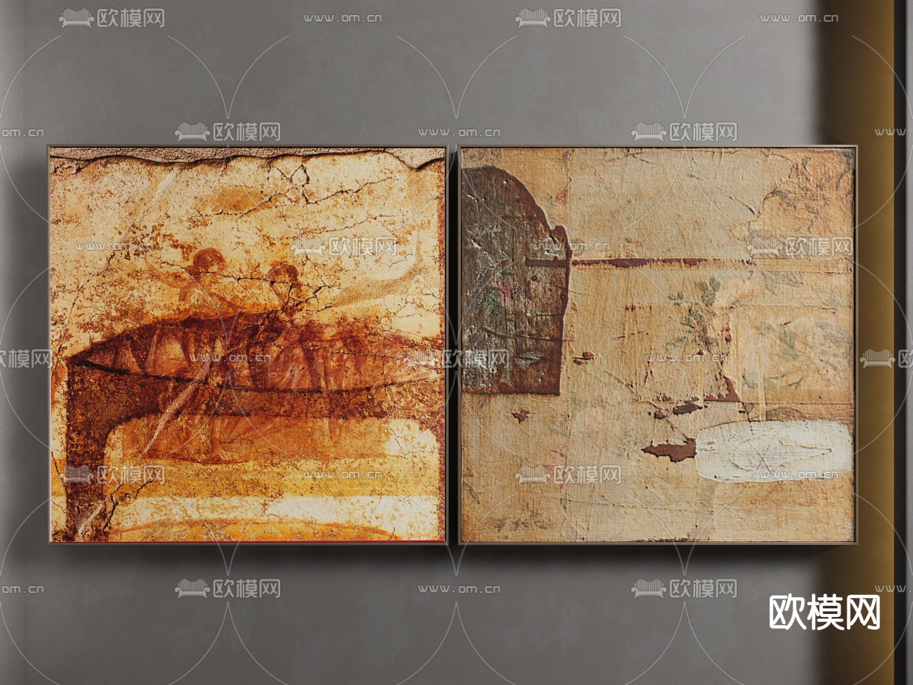 侘寂装饰画su模型下载