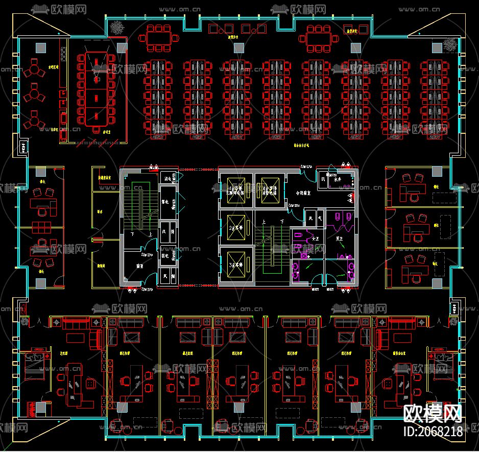 办公室平面cad施工图下载（渲染图3）