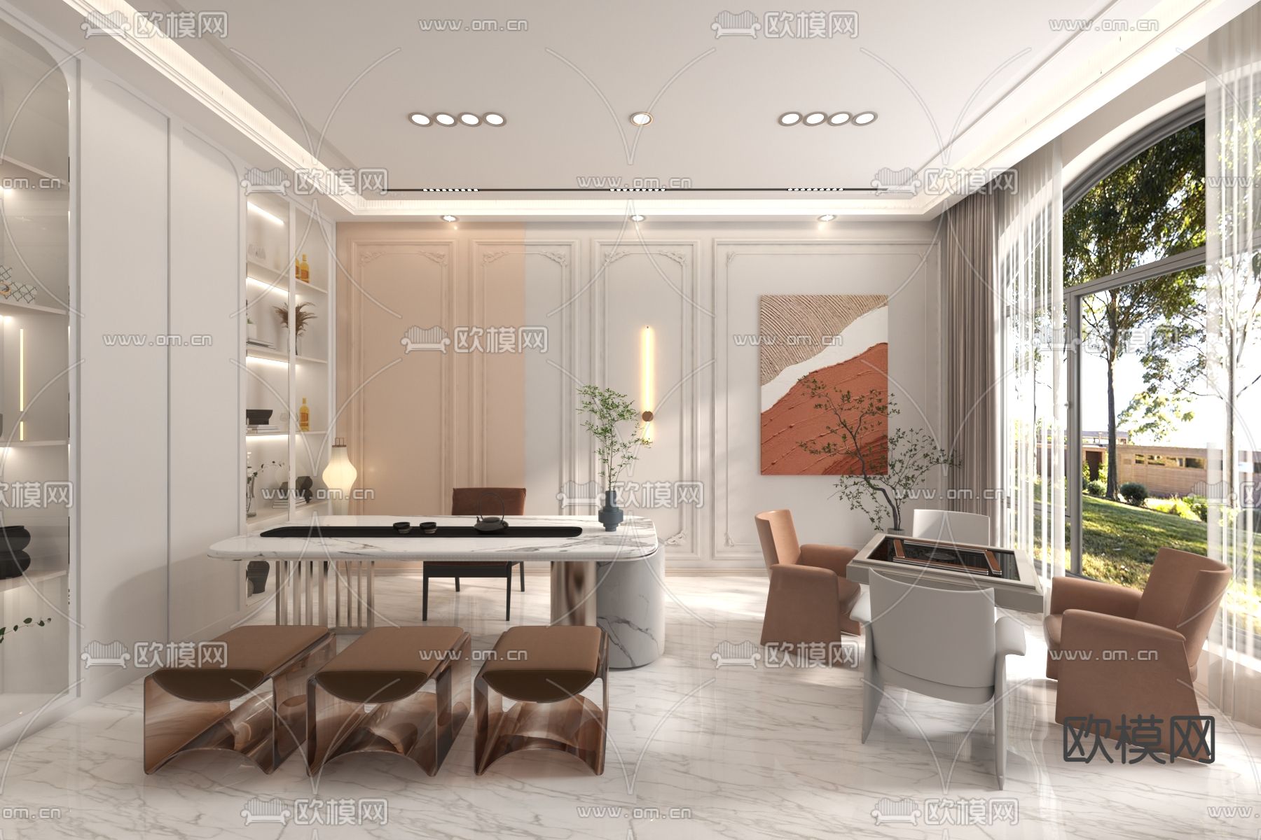 现代棋牌室免费3d模型下载