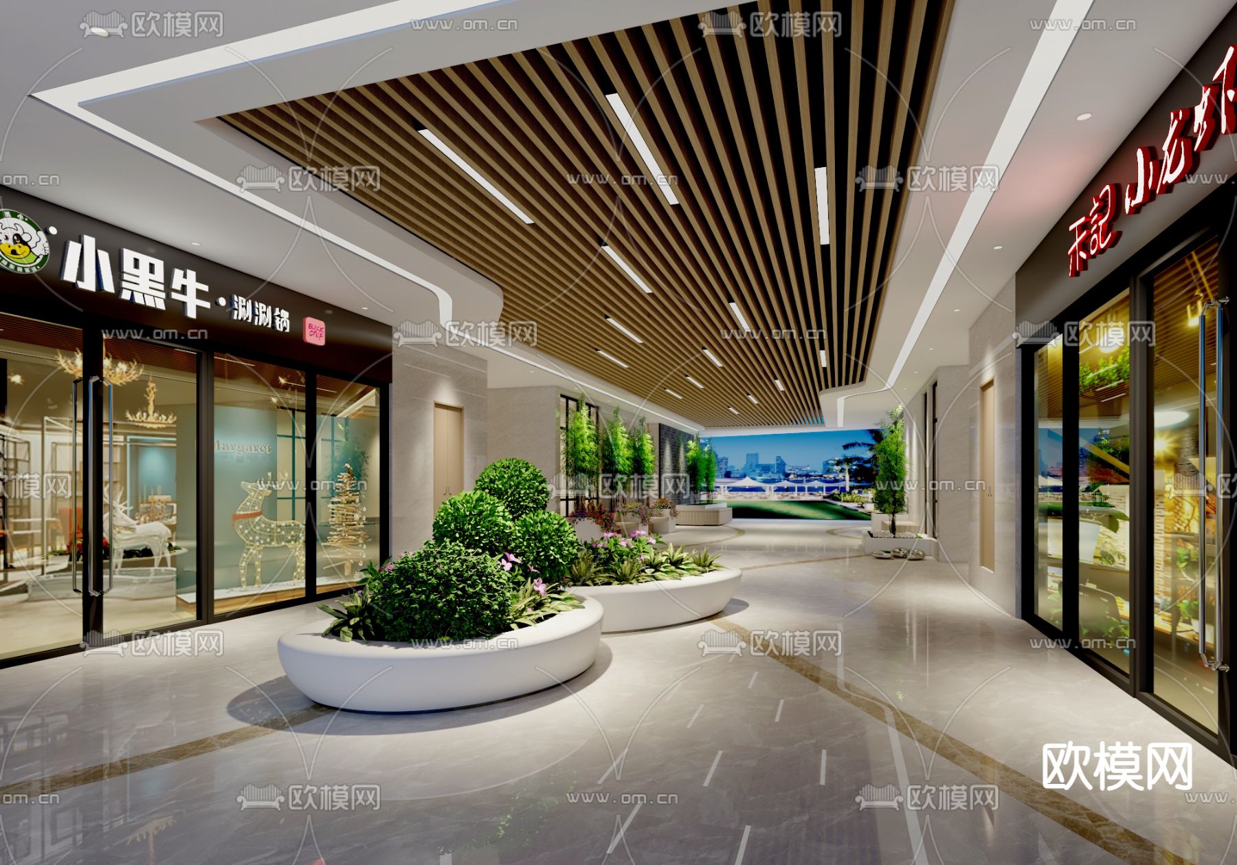 现代商场过道免费3d模型下载