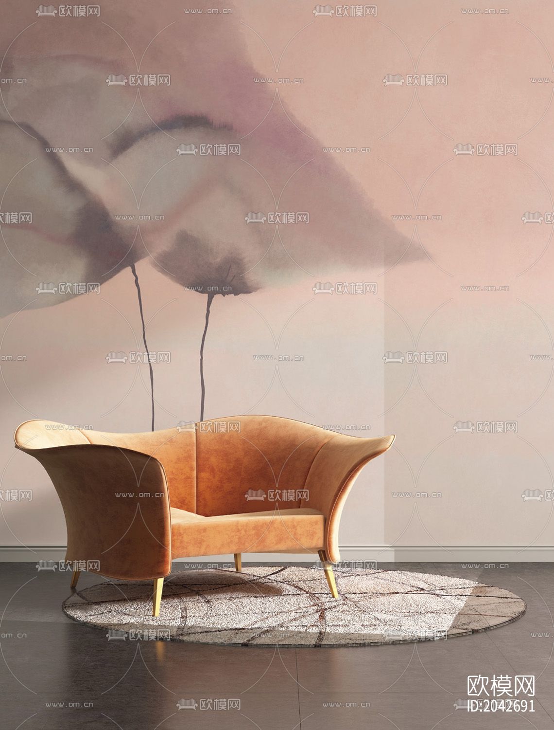 壁画壁纸背景墙下载（渲染图2）