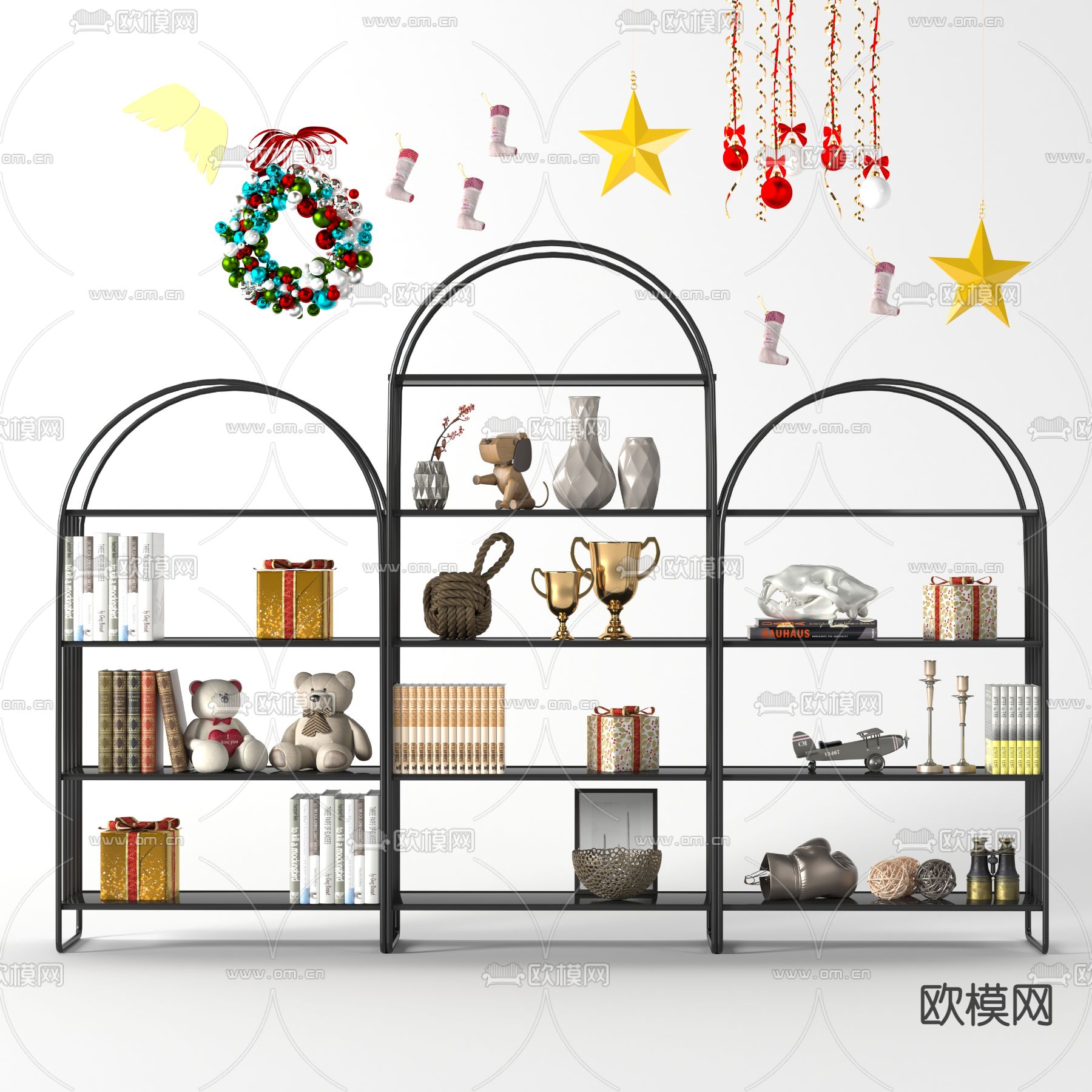 现代金属博古架免费3d模型下载