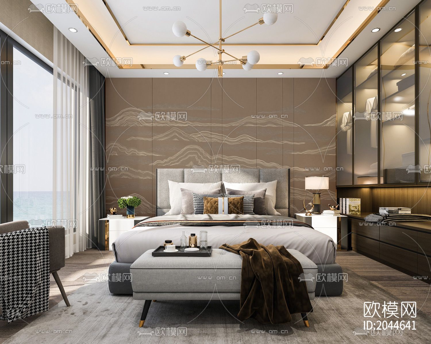 山水线条壁画壁纸下载（渲染图5）