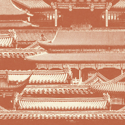  中式阁楼屋顶壁画壁纸 