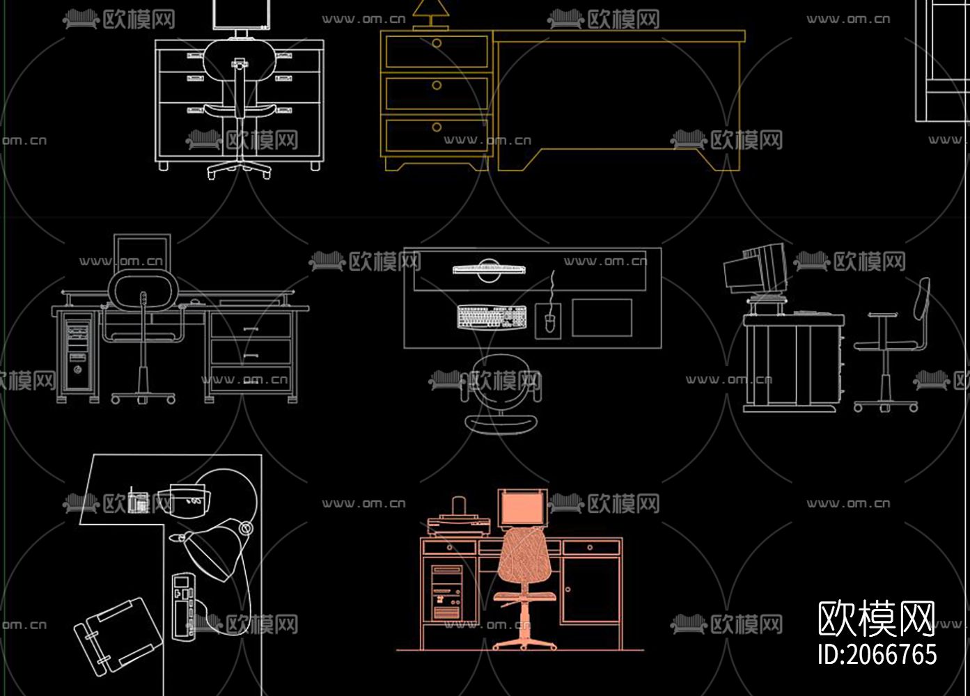 办公家具cad图库-免费3dmax模型库-欧模网