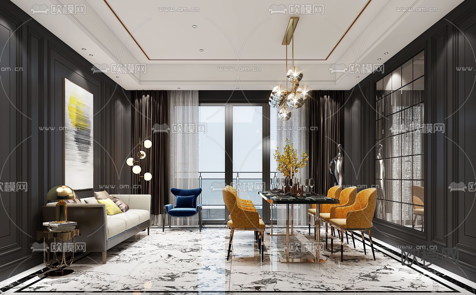 现代式餐厅免费3d模型下载