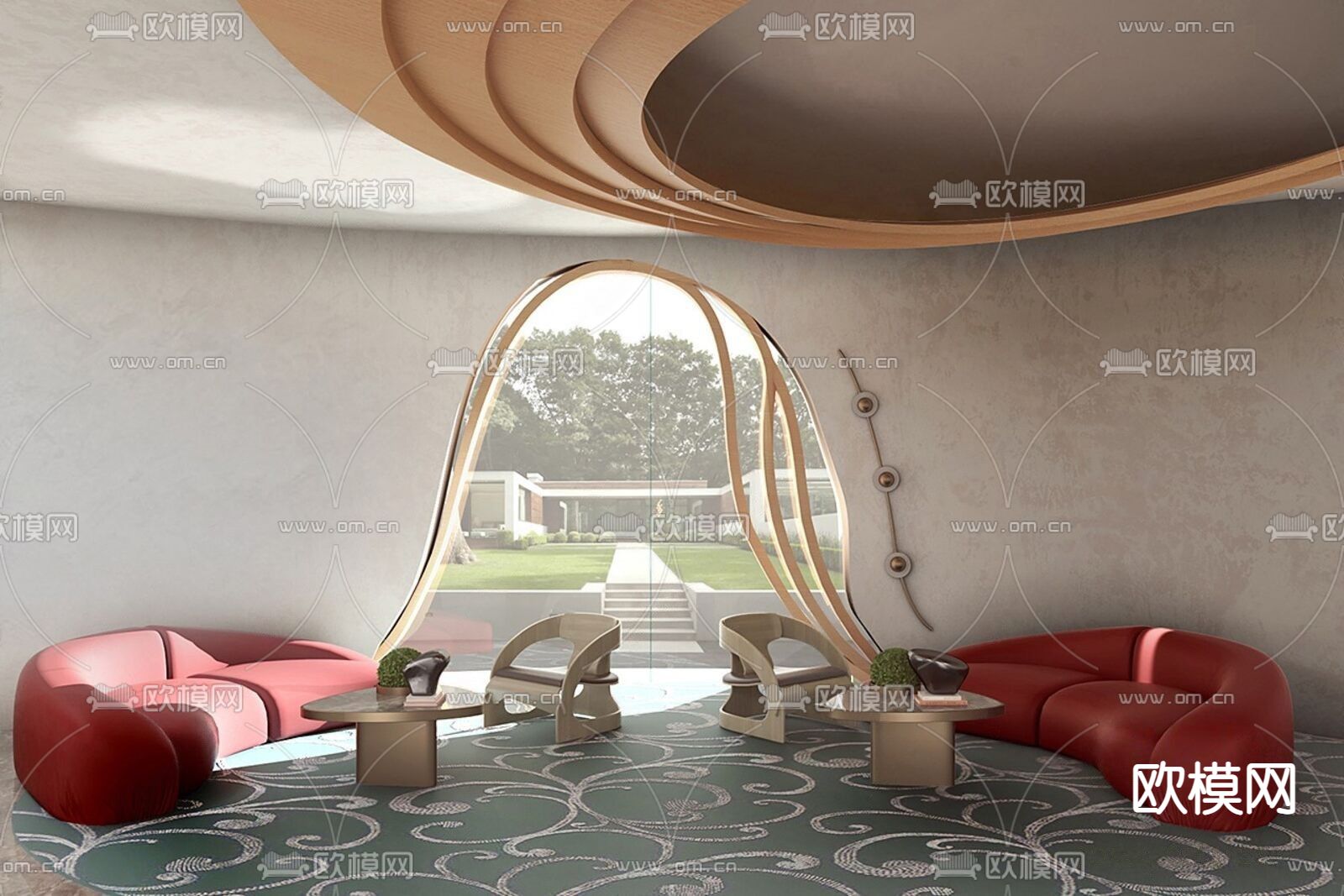 现代接待室免费3d模型下载