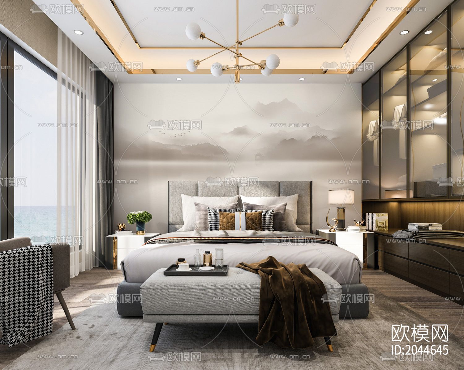 山水写意壁画壁纸下载（渲染图4）