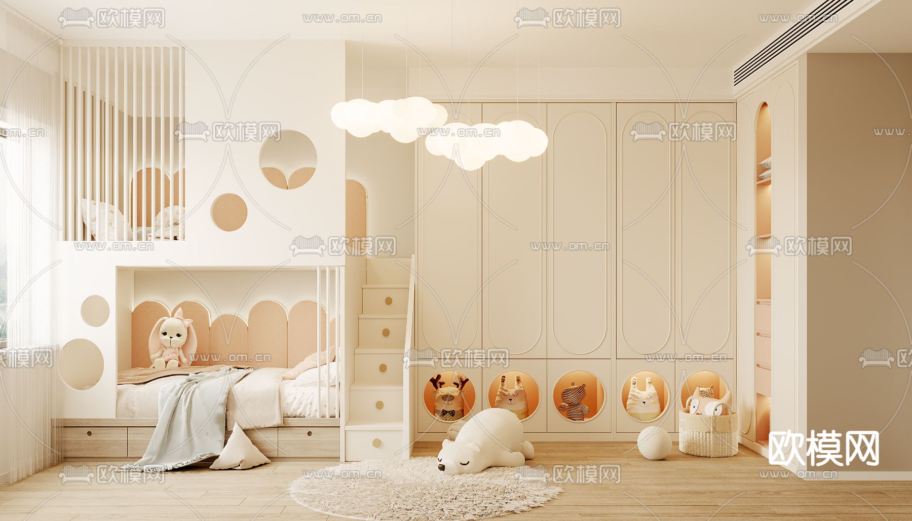 现代儿童房免费3d模型下载