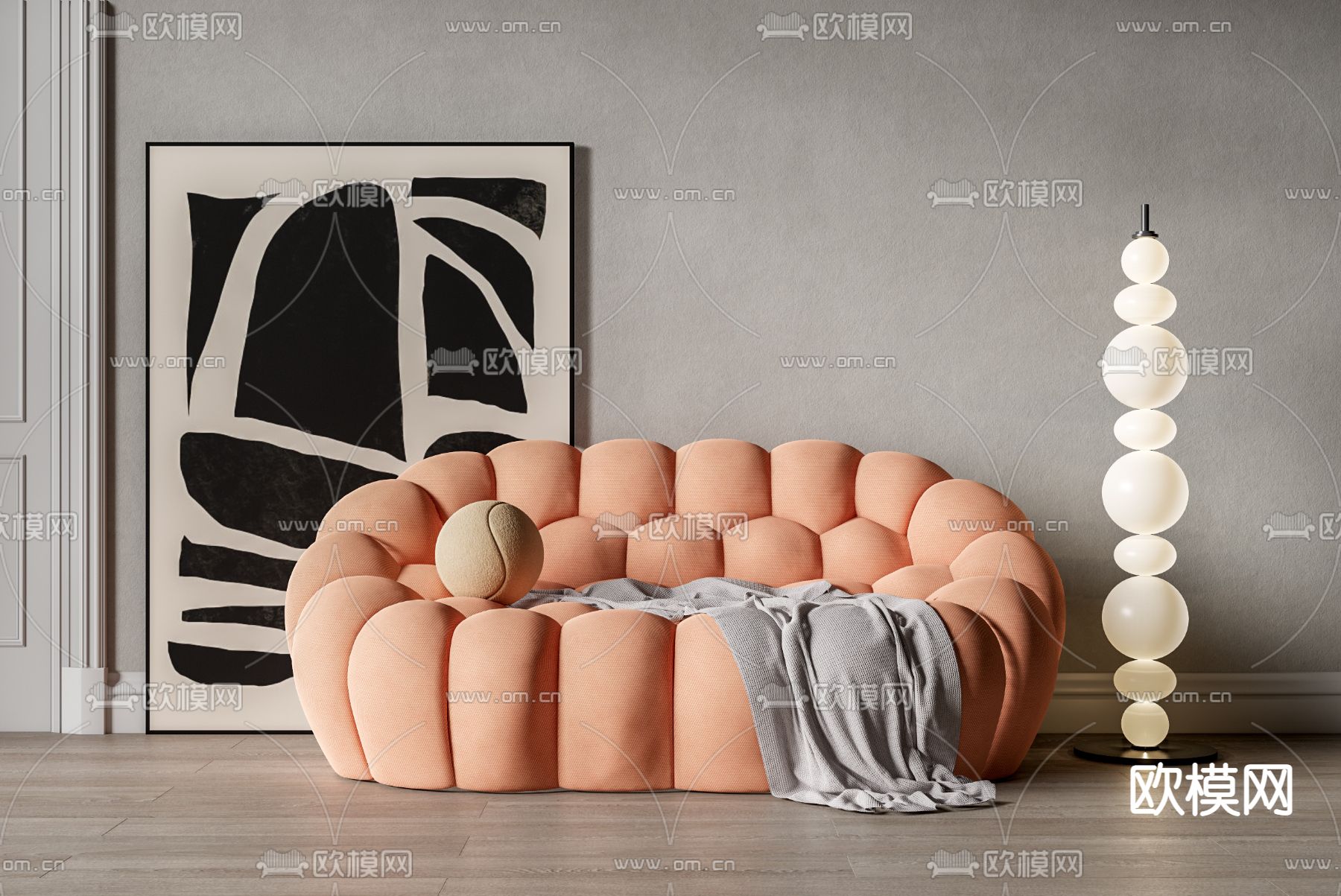 现代网红多人沙发su模型