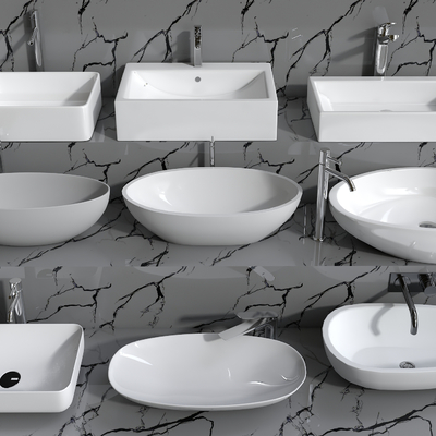  现代洗手盆su模型 