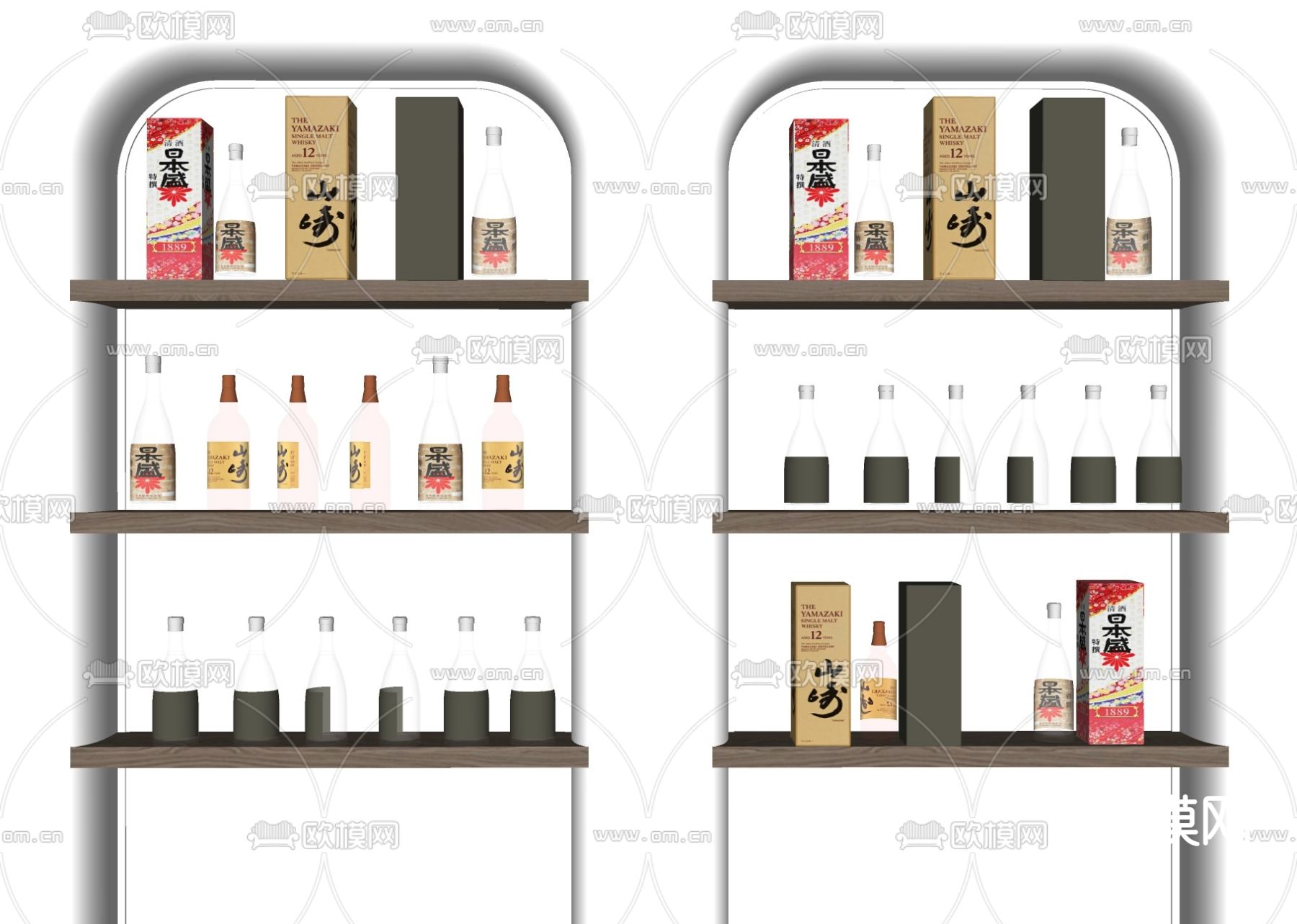 现代酒瓶白酒su模型下载（渲染图2）