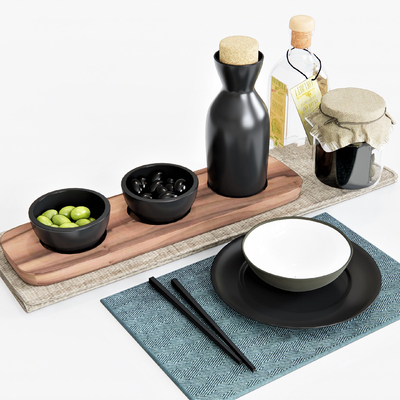  现代餐具su模型 