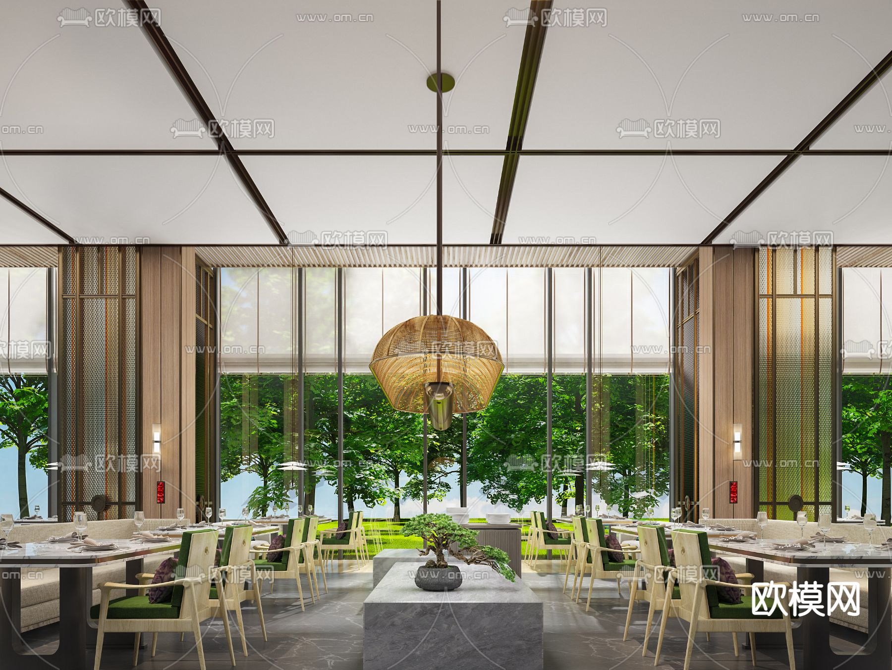 自然风西餐厅3d模型下载