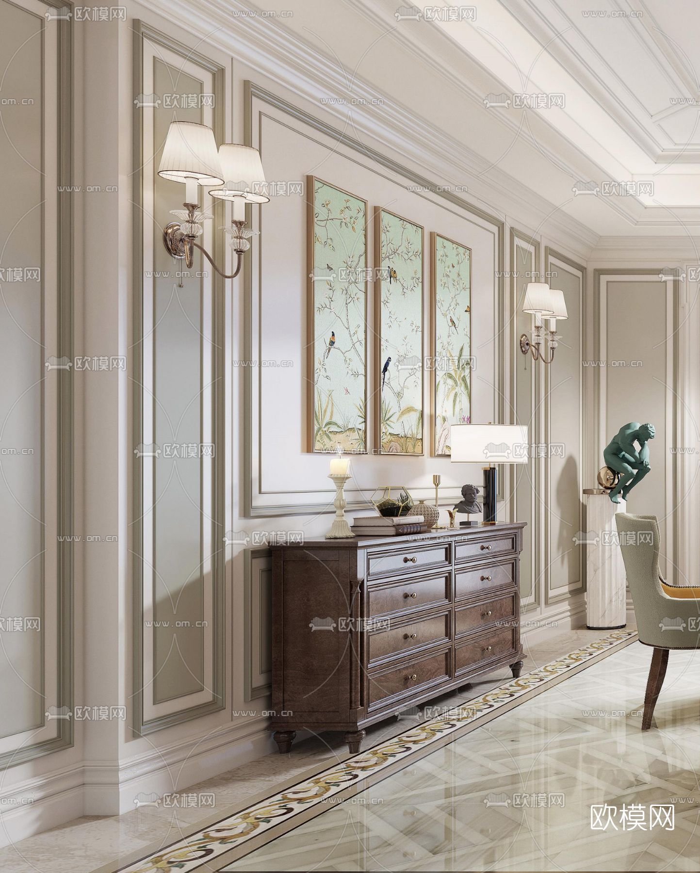 欧式轻奢餐厅3d模型下载（渲染图2）