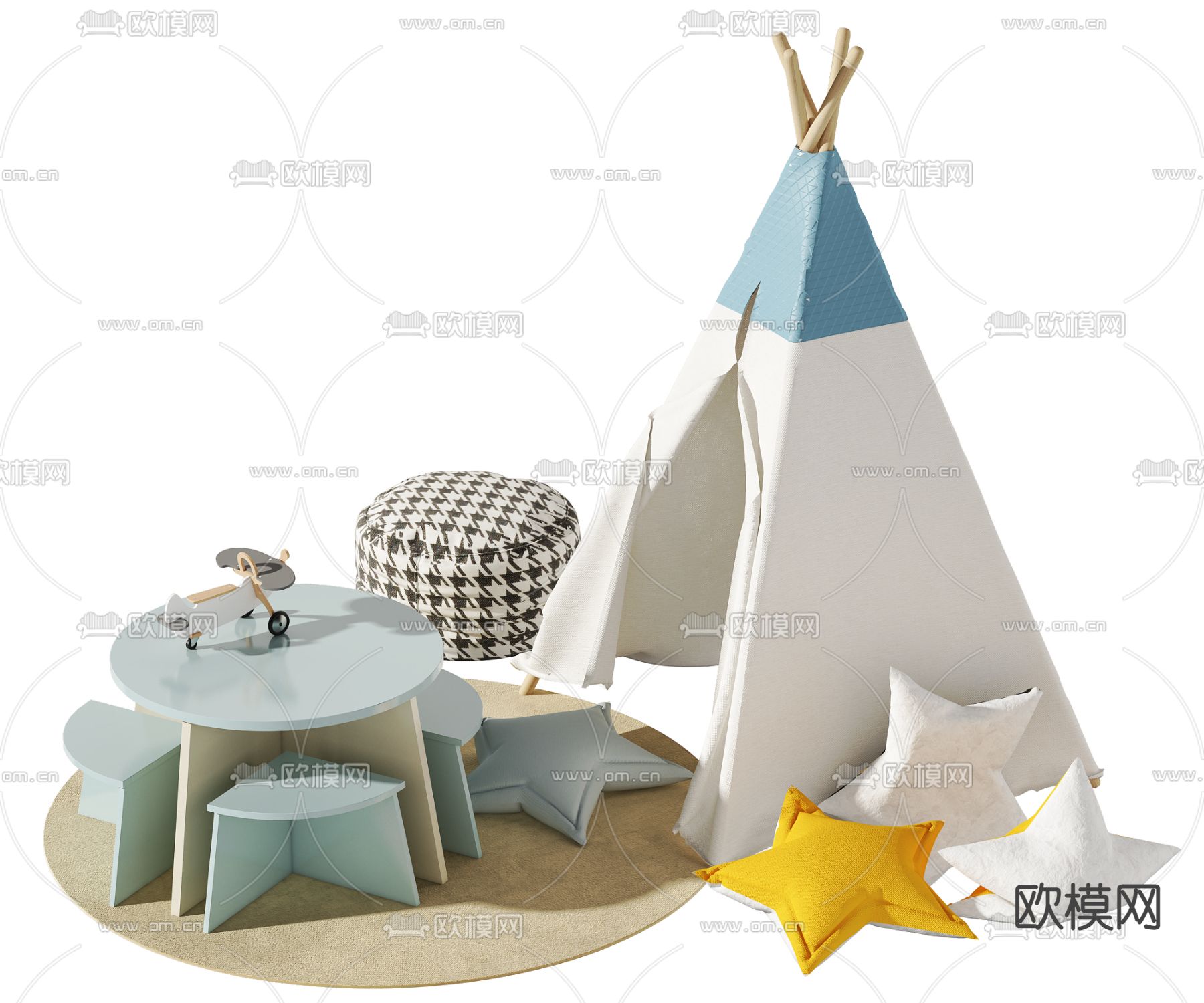 现代儿童帐篷3d模型下载
