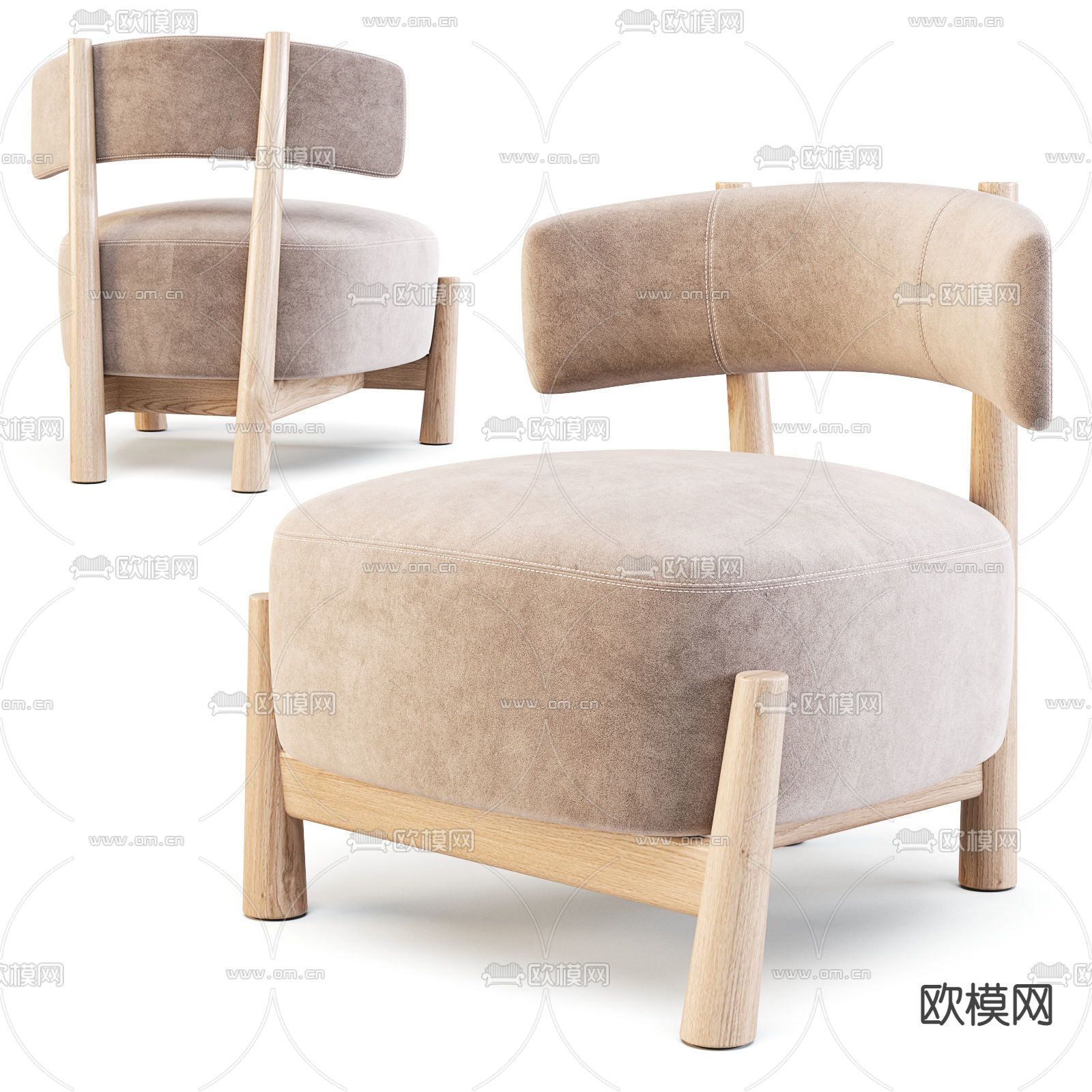 现代布艺休闲椅su模型