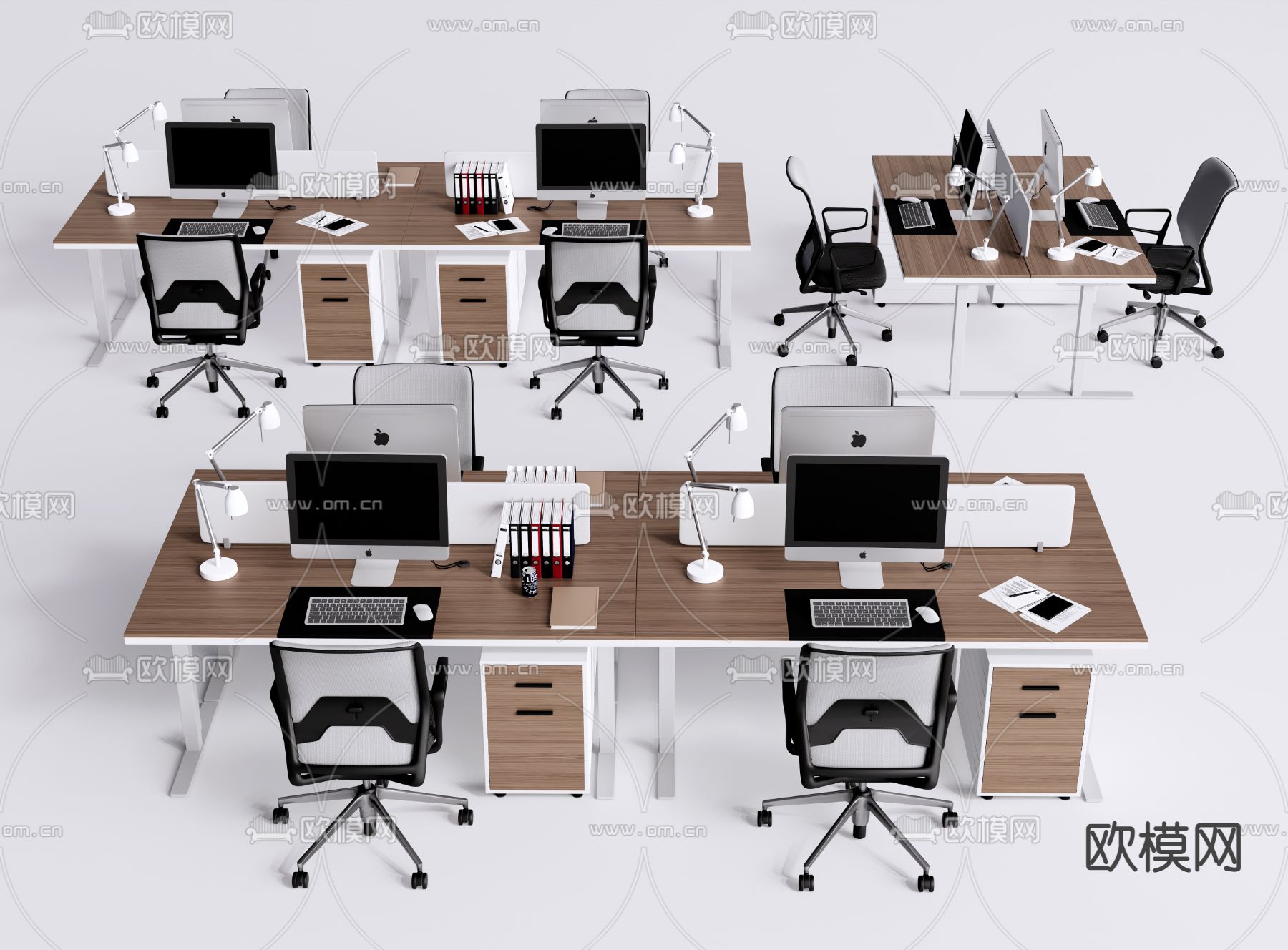 现代卡位办公桌椅3d模型下载