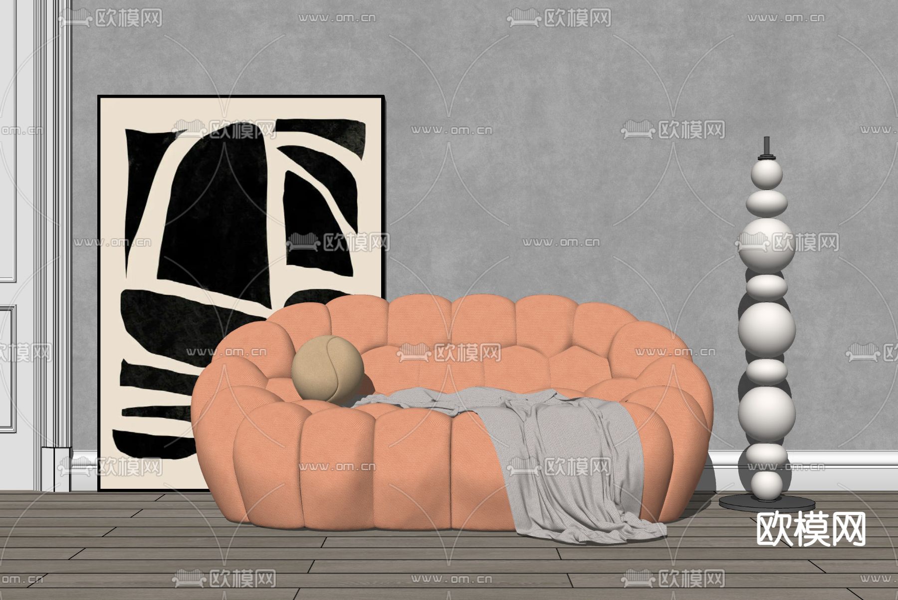 现代网红多人沙发su模型