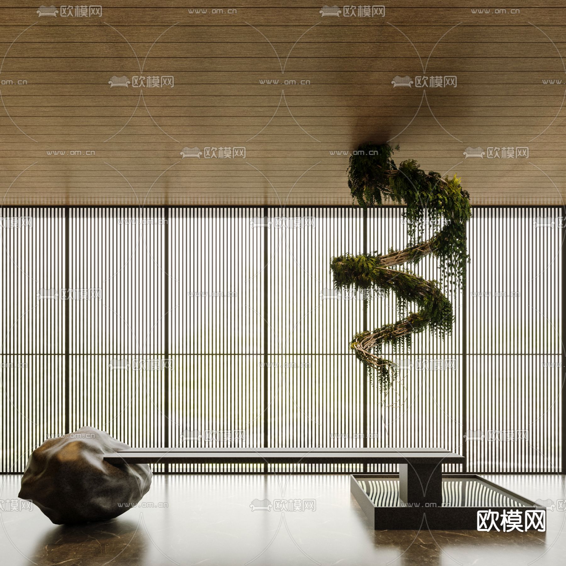 新中式室内小景3d模型