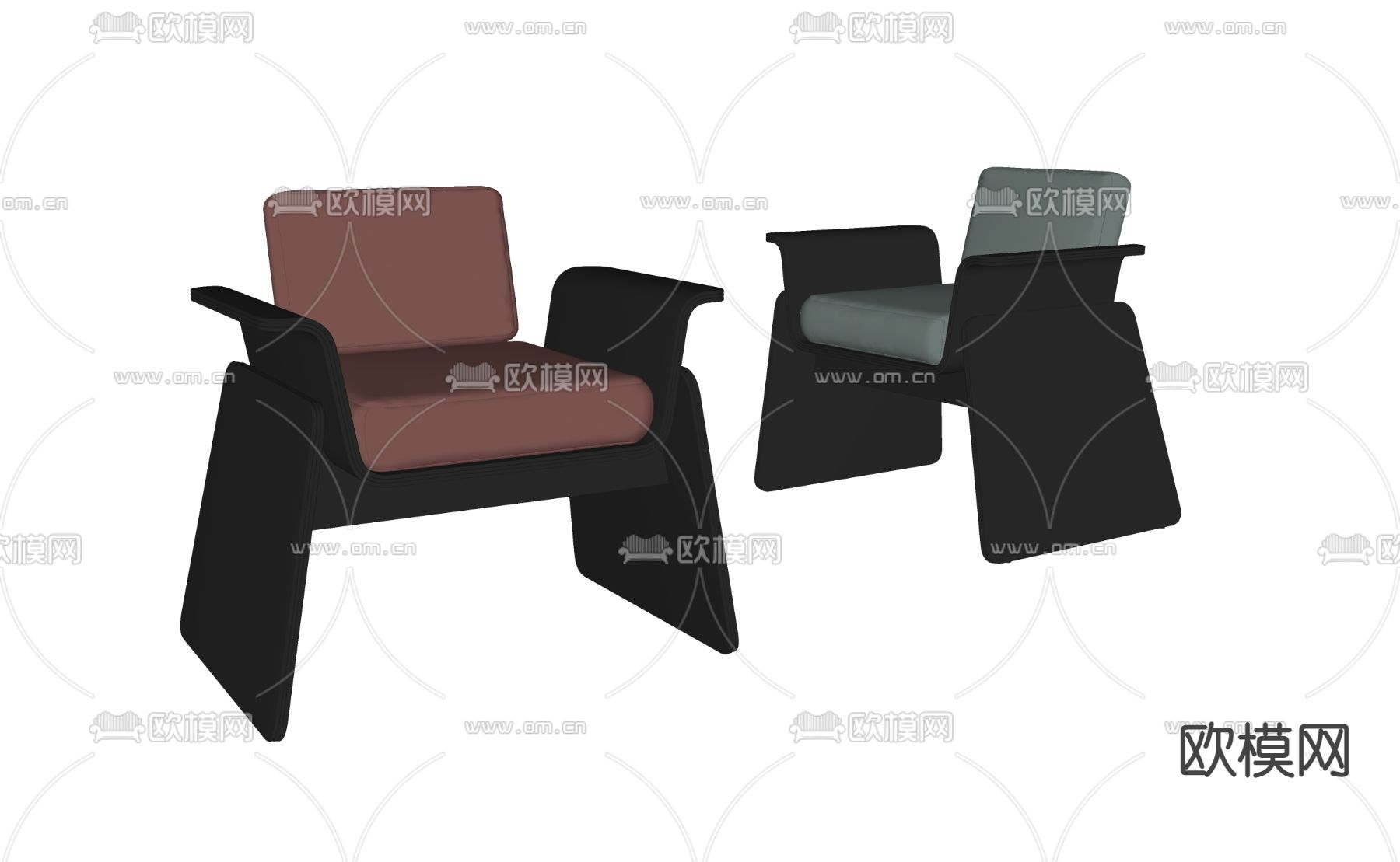 现代布艺休闲椅su模型